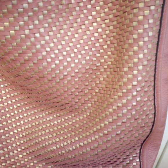 Coach Park Avery Hobo Bucket Shoulder Tote Bag Mauve Pink & Gold Woven Leather - Picture 2 of 12